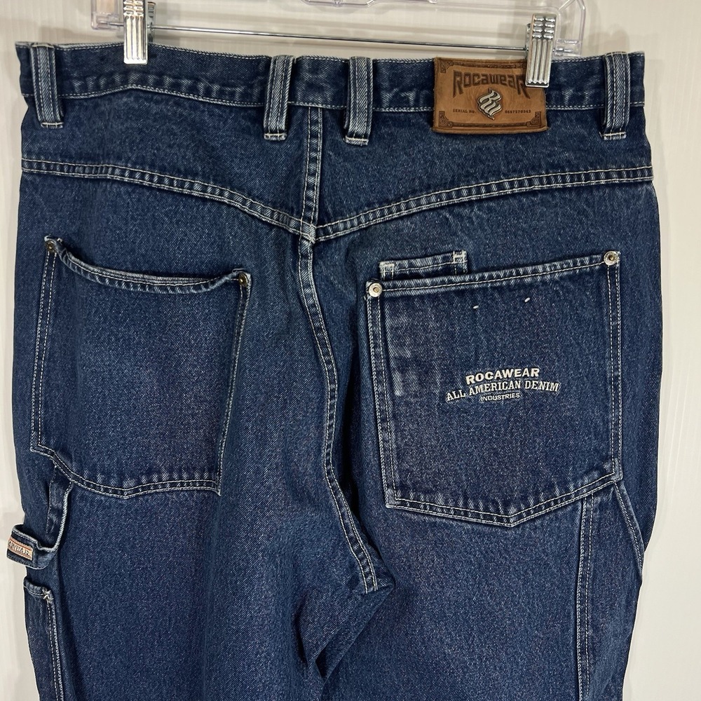 Vintage Y2K Rocawear Carpenter Jeans Men's 38x34 Baggy Dark Wash Hip Hop *FLAW*